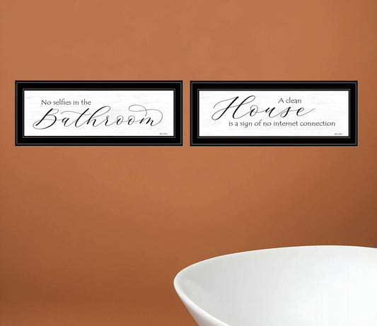 Set Of Two Household Humor 3 Black Framed Print Bathroom Wall Art - Homeroots - Flyclothing LLC