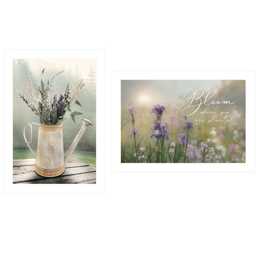 Set Of Two Bloom Where You are Planted 3 White Framed Print Wall Art - Homeroots - Flyclothing LLC