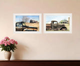 Set Of Two Vintage Farm Trucks 1 White Framed Print Wall Art - Homeroots - Flyclothing LLC