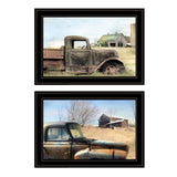 Set Of Two Vintage Farm Trucks 2 Black Framed Print Wall Art - Homeroots - Flyclothing LLC