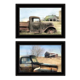 Set Of Two Vintage Farm Trucks 2 Black Framed Print Wall Art - Homeroots - Flyclothing LLC