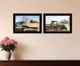 Set Of Two Vintage Farm Trucks 2 Black Framed Print Wall Art - Homeroots - Flyclothing LLC