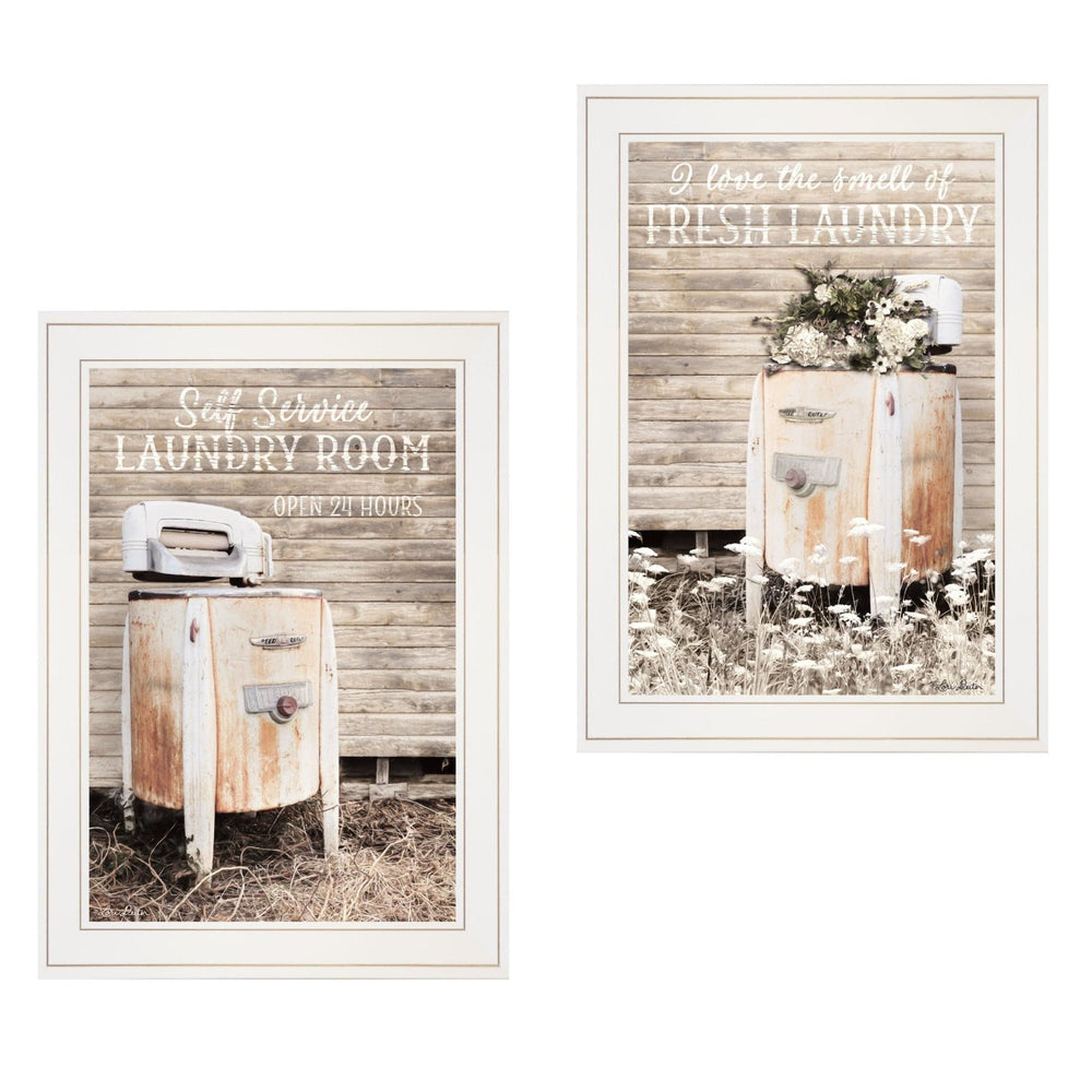 Set Of Two Laundry Room 1 White Framed Print Bathroom Wall Art - Homeroots