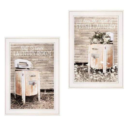 Set Of Two Laundry Room 1 White Framed Print Bathroom Wall Art - Homeroots - Flyclothing LLC