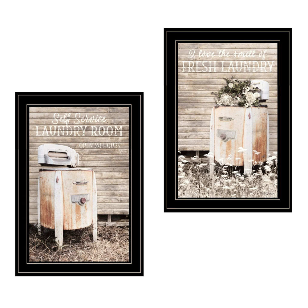 Set Of Two Laundry Room 2 Black Framed Print Bathroom Wall Art - Homeroots - Flyclothing LLC