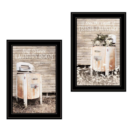 Set Of Two Laundry Room 2 Black Framed Print Bathroom Wall Art - Homeroots - Flyclothing LLC