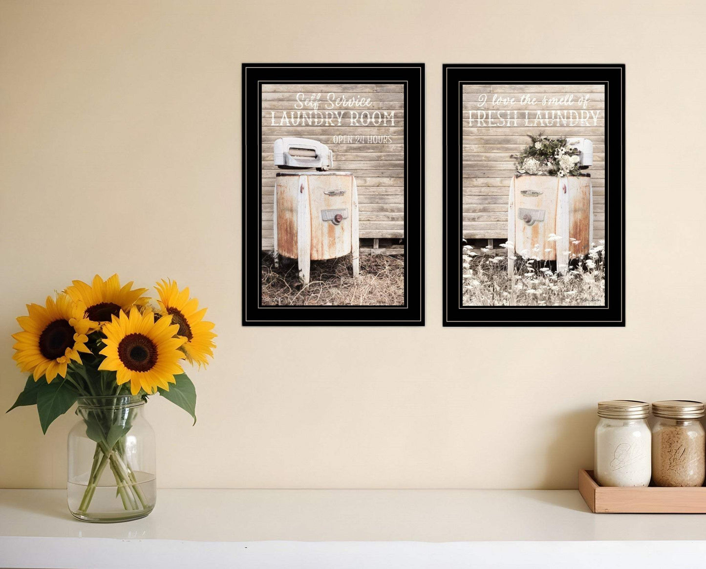 Set Of Two Laundry Room 2 Black Framed Print Bathroom Wall Art - Homeroots - Flyclothing LLC