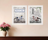 Set Of Two Romantic Bicycles 1 White Framed Print Wall Art - Homeroots - Flyclothing LLC