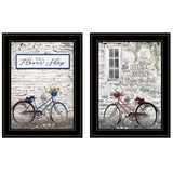 Set Of Two Romantic Bicycles 2 Black Framed Print Wall Art - Homeroots - Flyclothing LLC