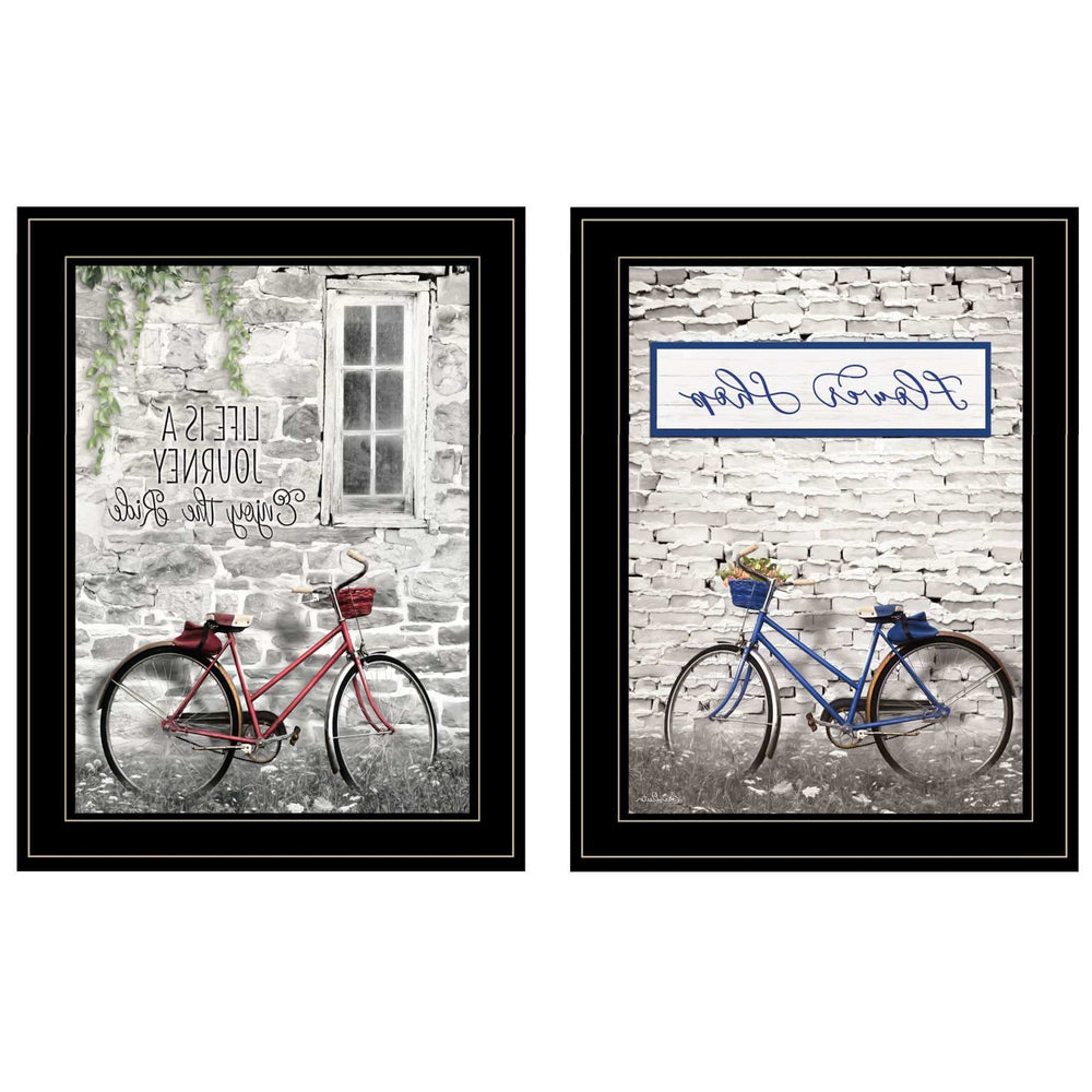 Set Of Two Romantic Bicycles 2 Black Framed Print Wall Art - Homeroots - Flyclothing LLC