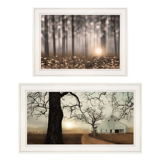 Set Of Two Enchanted Sunrise 1 White Framed Print Wall Art - Homeroots - Flyclothing LLC