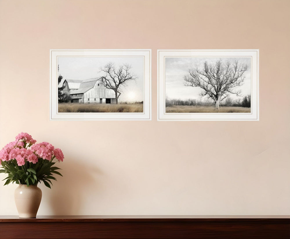 Set Of Two Ohio Fields I 1 White Framed Print Wall Art - Homeroots