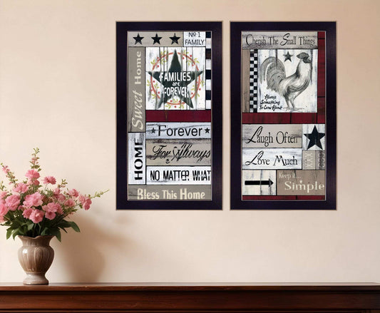 Set Of Two Family Wisdom Cherish The Small things Black Framed Print Wall Art - Homeroots - Flyclothing LLC