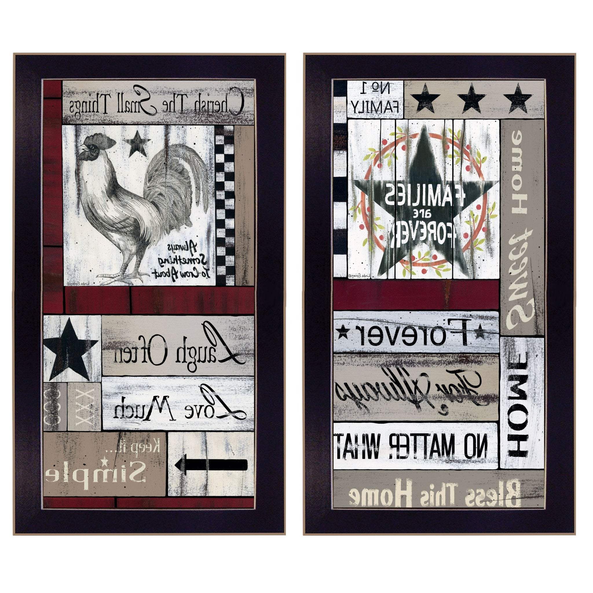 Set Of Two Family Wisdom Cherish The Small things Black Framed Print Wall Art - Homeroots - Flyclothing LLC