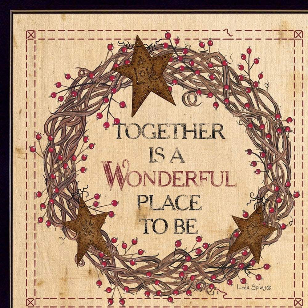 Set Of Two Together is a wonderful Place Black Framed Print Wall Art - Homeroots - Flyclothing LLC