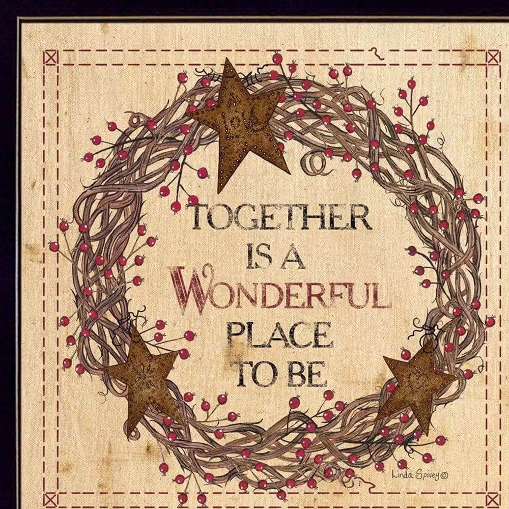 Set Of Two Together is a wonderful Place Black Framed Print Wall Art - Homeroots - Flyclothing LLC