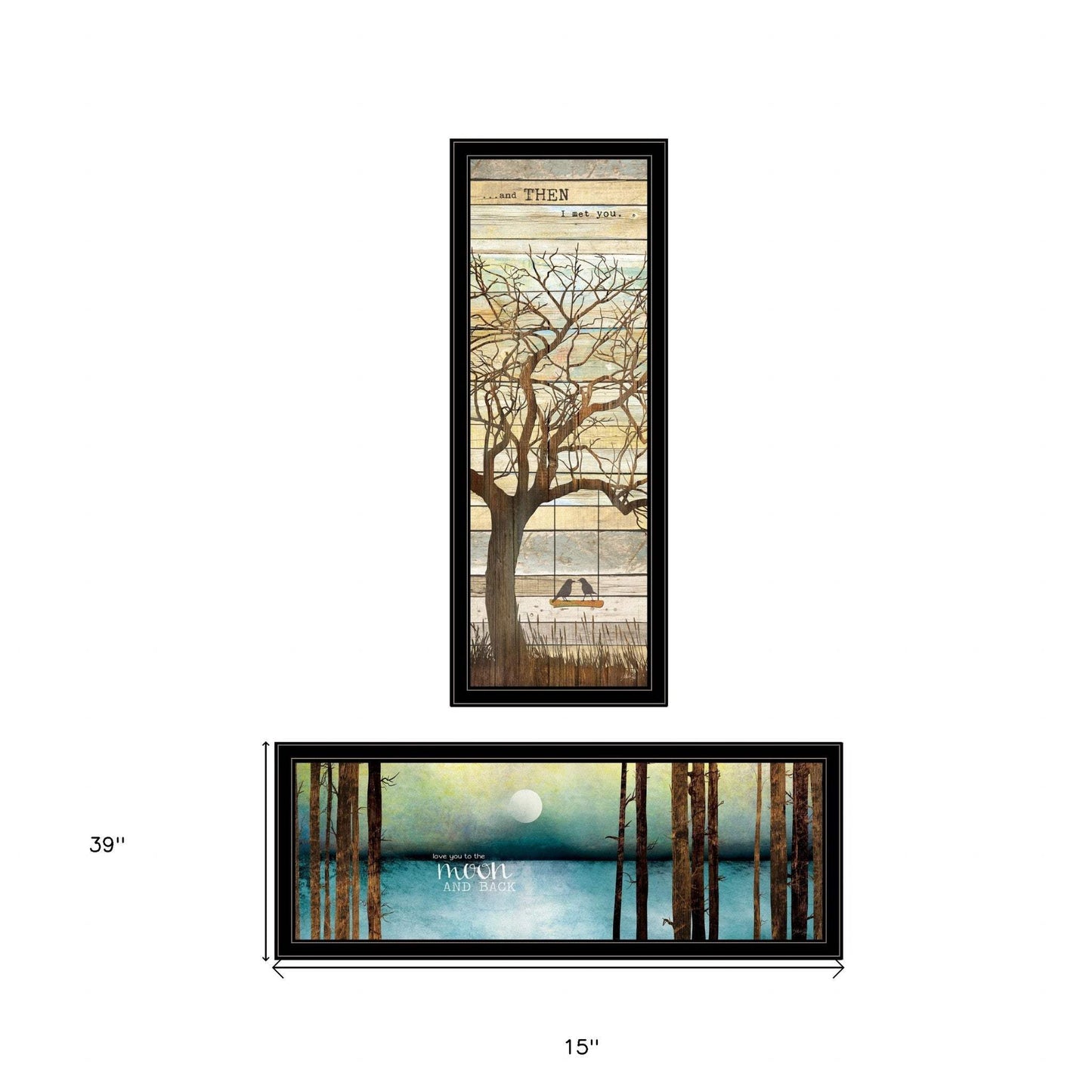 Set Of Two I met You or Living your Dreams 1 Black Framed Print Wall Art - Homeroots - Flyclothing LLC