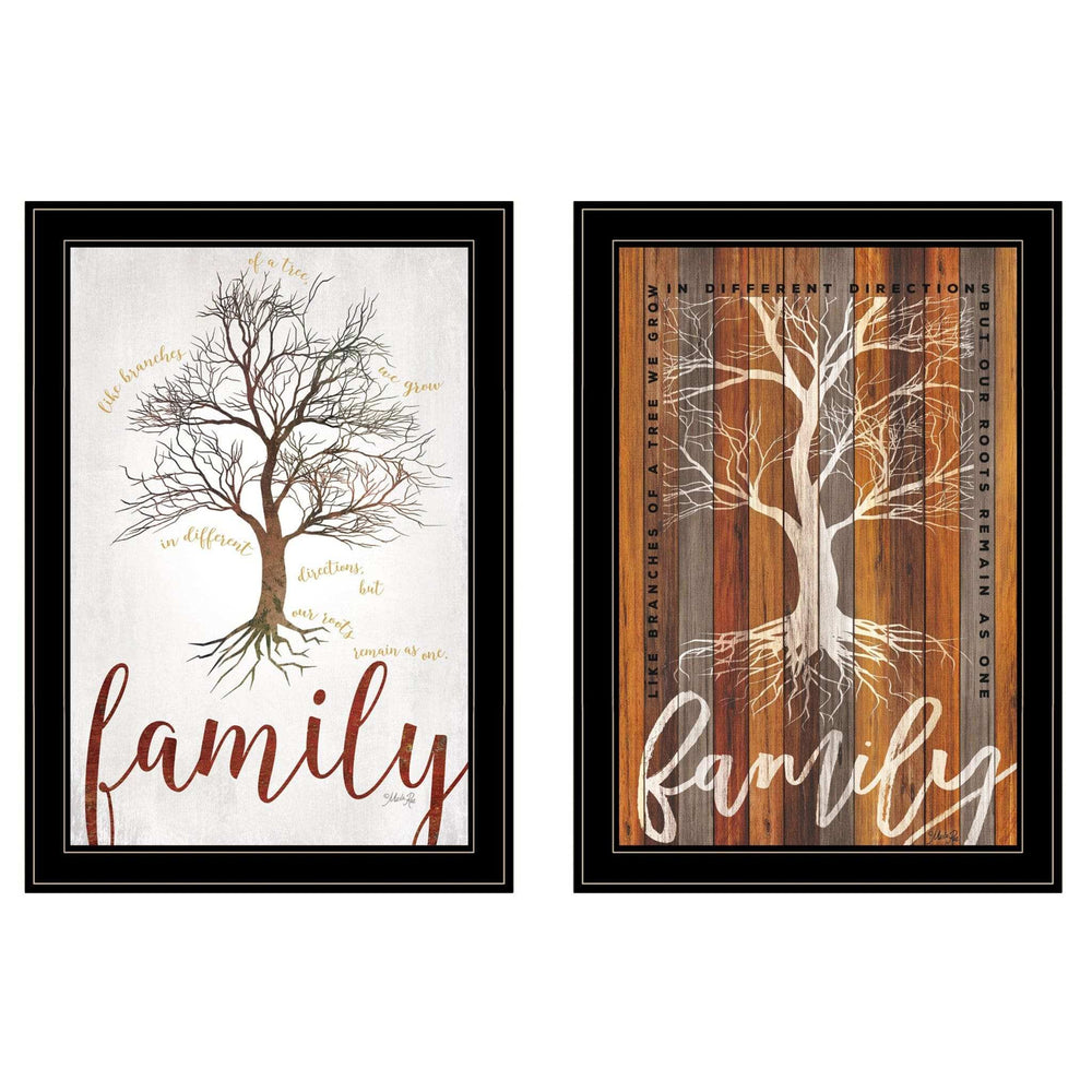 Set Of Two Family Tree or Roots 2 Black Framed Print Wall Art - Homeroots - Flyclothing LLC