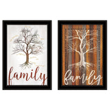 Set Of Two Family Tree or Roots 2 Black Framed Print Wall Art - Homeroots