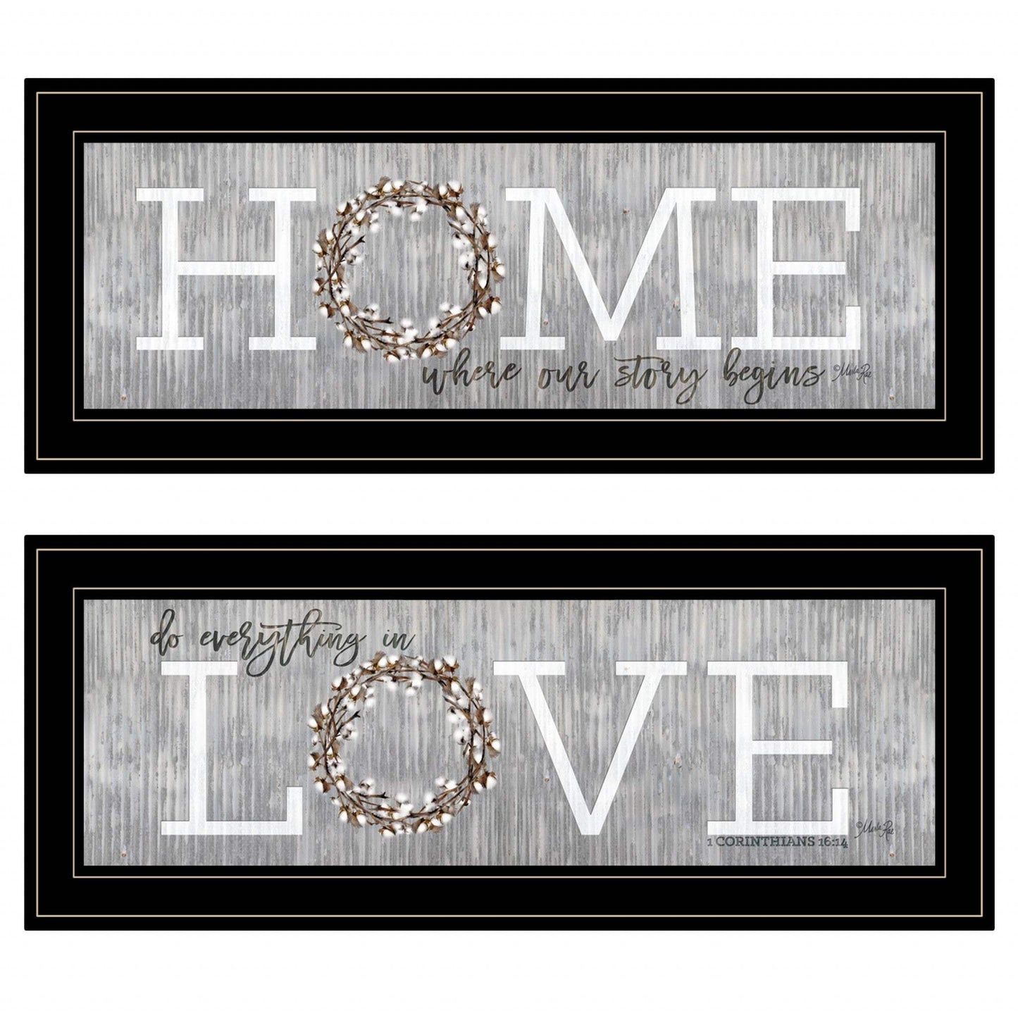 Set Of Two Where Our Story Begins 2 Black Framed Print Wall Art - Homeroots - Flyclothing LLC