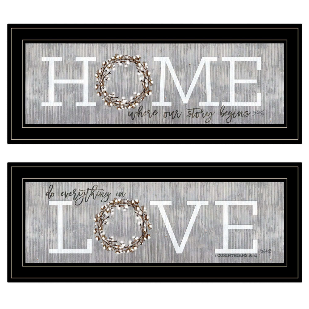 Set Of Two Where Our Story Begins 2 Black Framed Print Wall Art - Homeroots - Flyclothing LLC