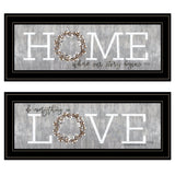 Set Of Two Where Our Story Begins 2 Black Framed Print Wall Art - Homeroots