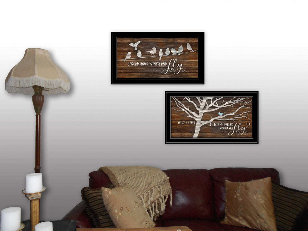 Set Of Two Spread Your Wings 2 Black Framed Print Wall Art - Homeroots - Flyclothing LLC