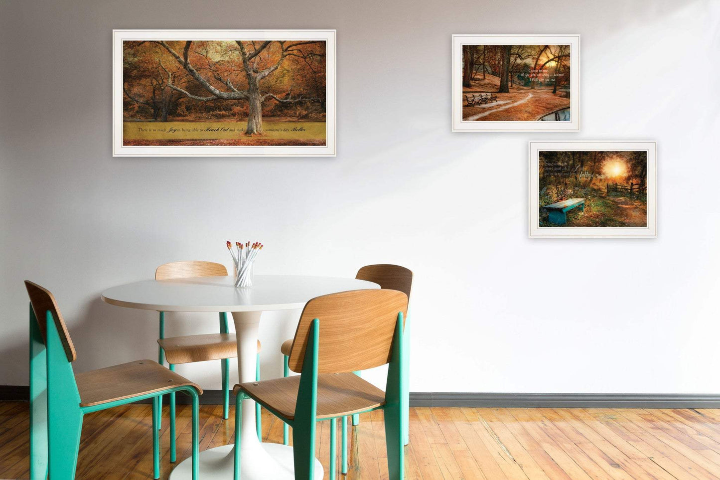 Set Of Three Tranquil Spaces 1 White Framed Print Wall Art - Homeroots - Flyclothing LLC