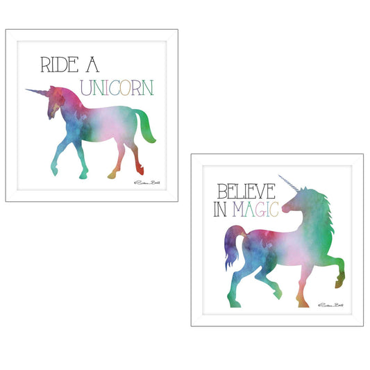 Set Of Two Believe in Magic White Framed Print Wall Art - Homeroots - Flyclothing LLC