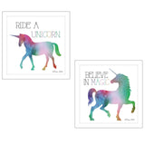 Set Of Two Believe in Magic White Framed Print Wall Art - Homeroots - Flyclothing LLC