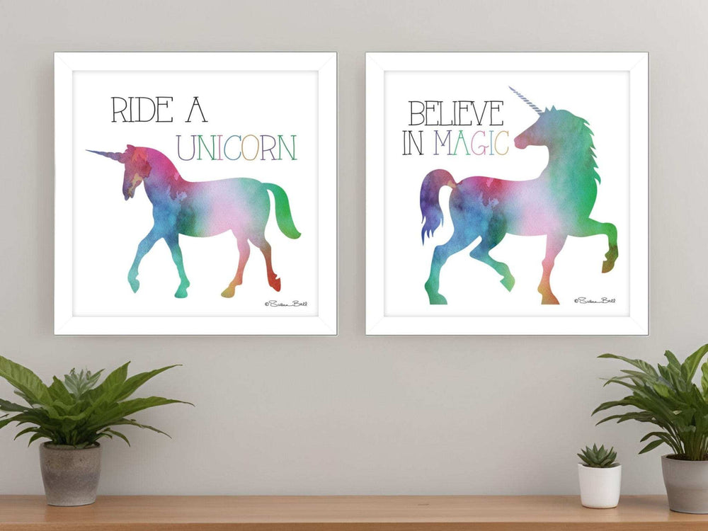 Set Of Two Believe in Magic White Framed Print Wall Art - Homeroots - Flyclothing LLC