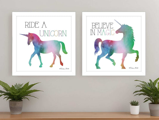 Set Of Two Believe in Magic White Framed Print Wall Art - Homeroots - Flyclothing LLC