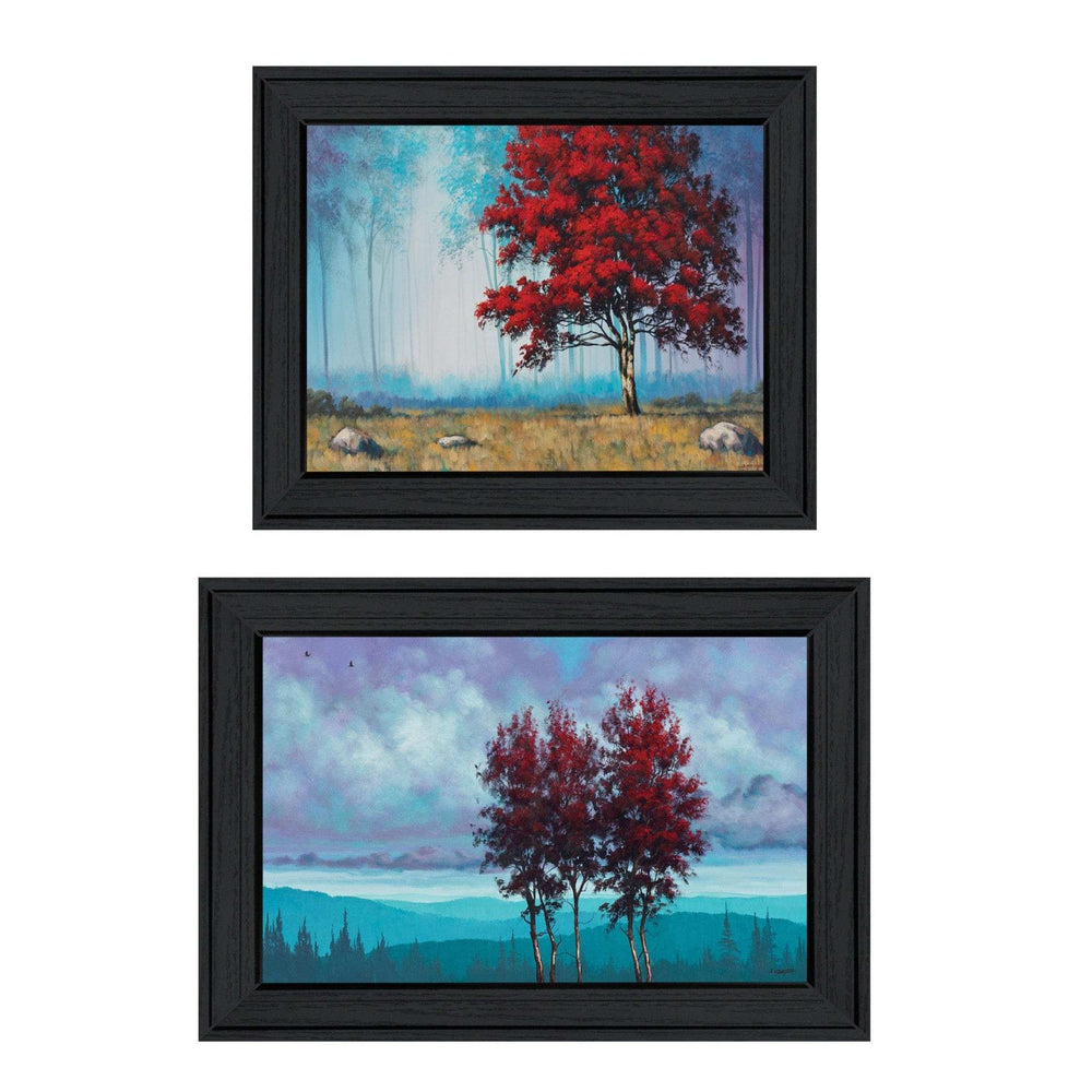 Set Of Two Red Trees 2 Black Framed Print Wall Art - Homeroots - Flyclothing LLC