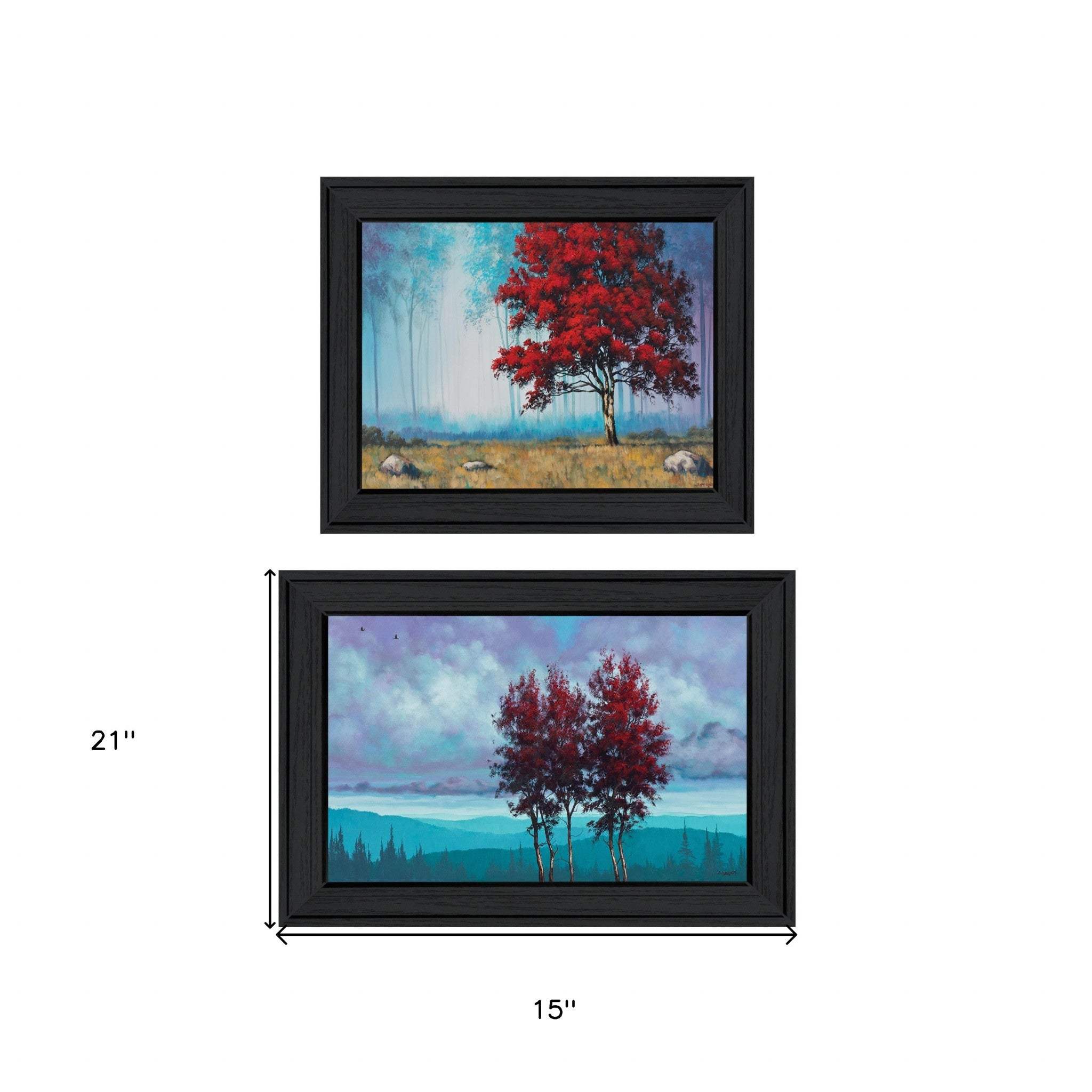 Set Of Two Red Trees 2 Black Framed Print Wall Art - Homeroots - Flyclothing LLC