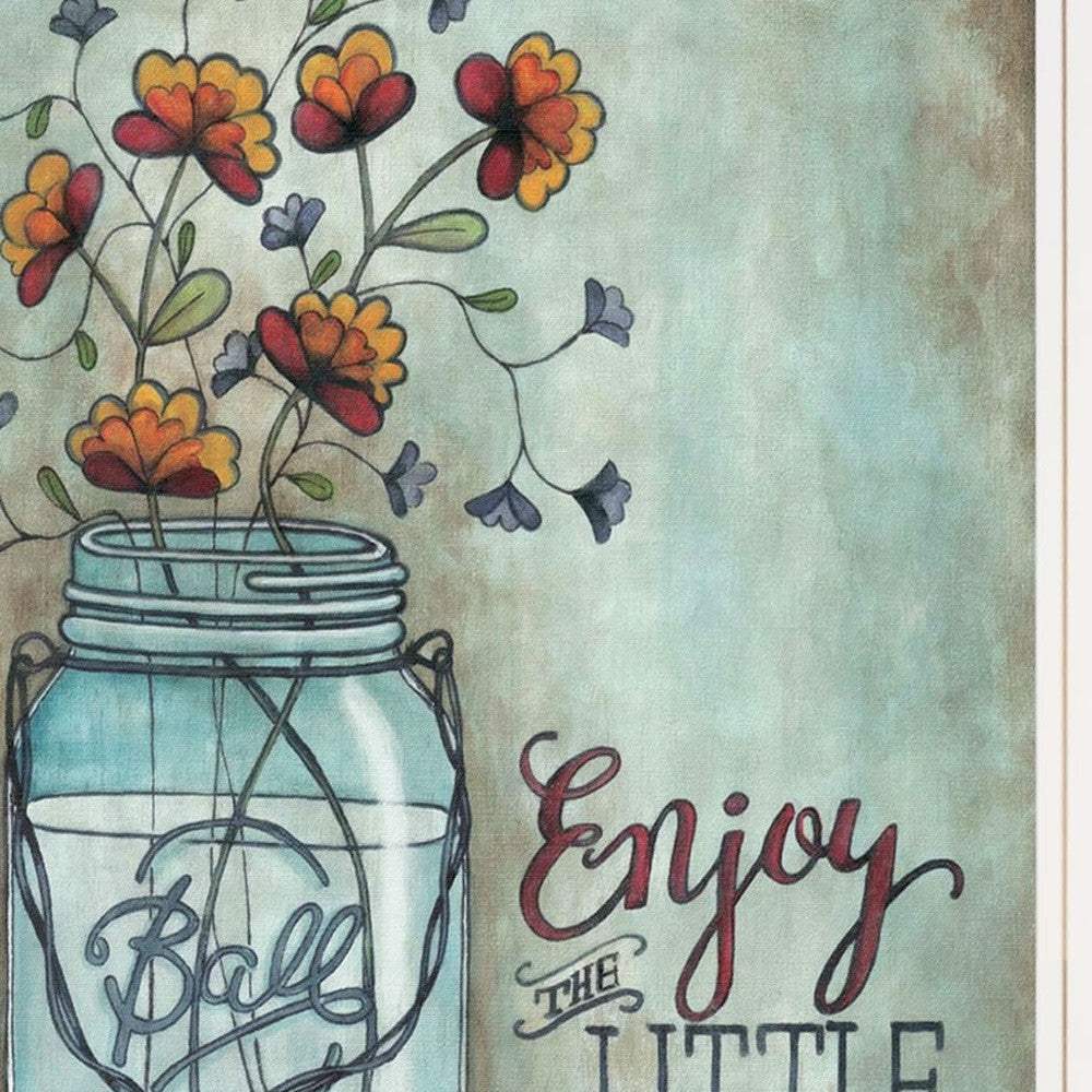 Set Of Two Enjoy the Little Things or Happiness 1 White Framed Print Wall Art - Homeroots - Flyclothing LLC