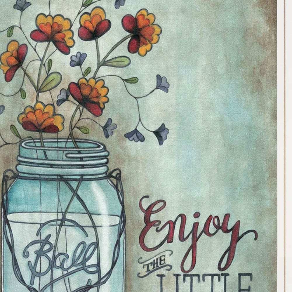 Set Of Two Enjoy the Little Things or Happiness 1 White Framed Print Wall Art - Homeroots - Flyclothing LLC