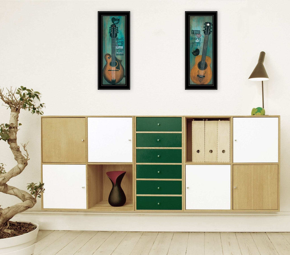 Set Of Two Tune my Heart and I will Sing 2 Black Framed Print Wall Art - Homeroots - Flyclothing LLC