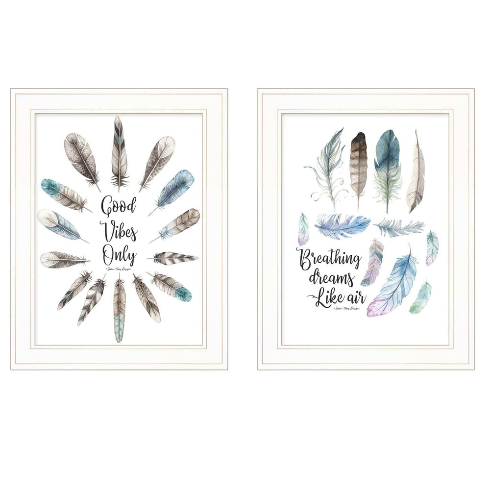 Set Of Two Good Vibes 1 White Framed Print Wall Art - Homeroots - Flyclothing LLC