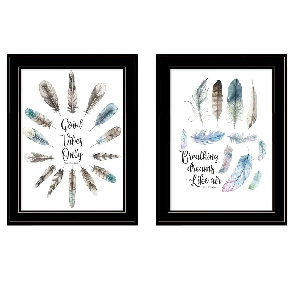 Set Of Two Good Vibes 2 Black Framed Print Wall Art - Homeroots - Flyclothing LLC