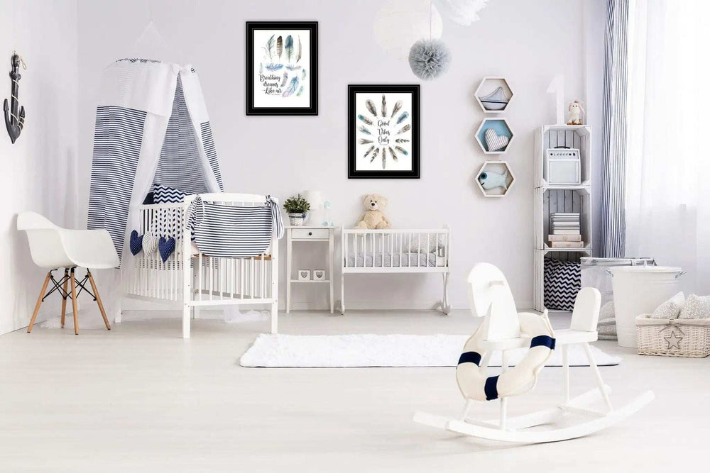 Set Of Two Good Vibes 2 Black Framed Print Wall Art - Homeroots - Flyclothing LLC