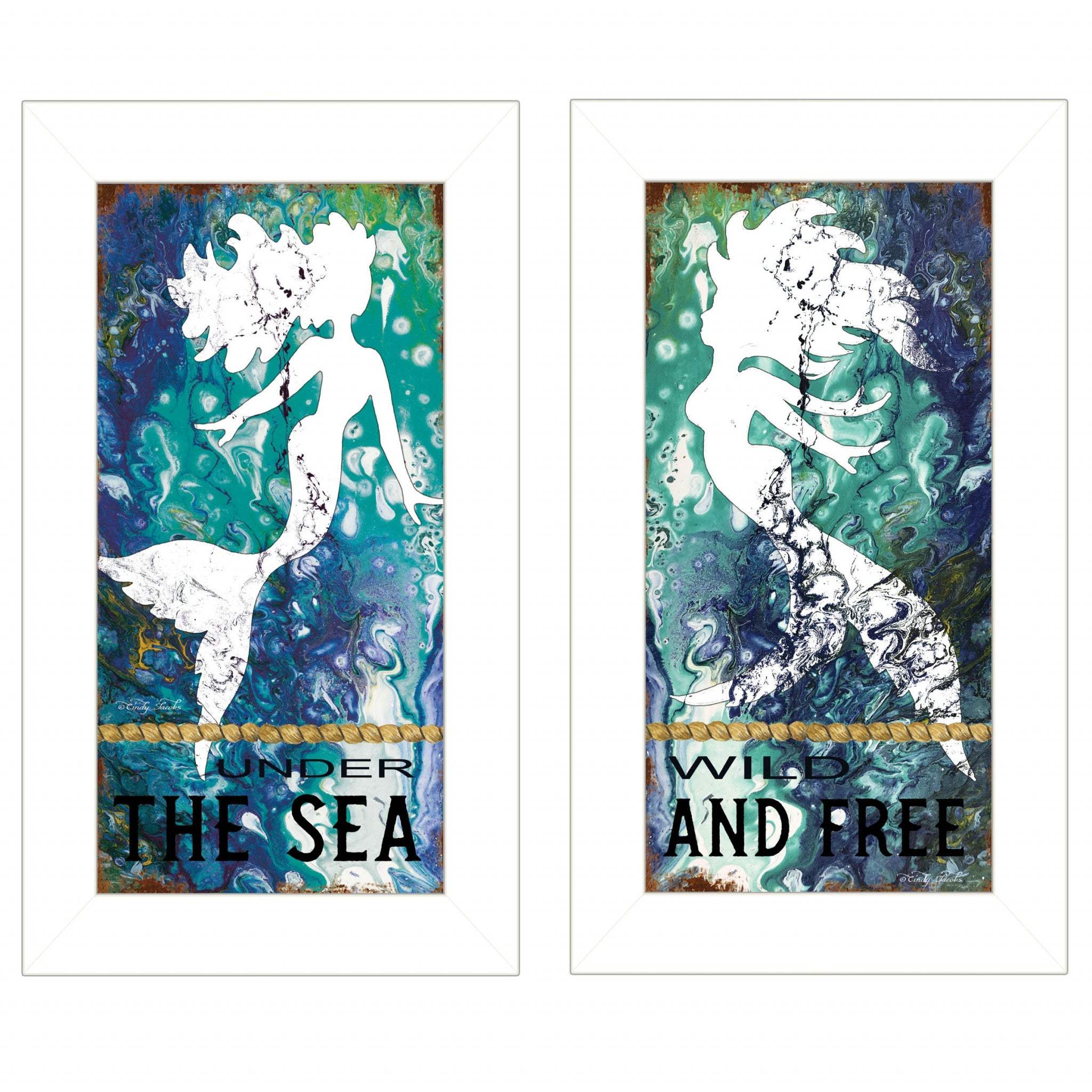 Set Of Two Under The Sea 1 White Framed Print Wall Art - Homeroots - Flyclothing LLC