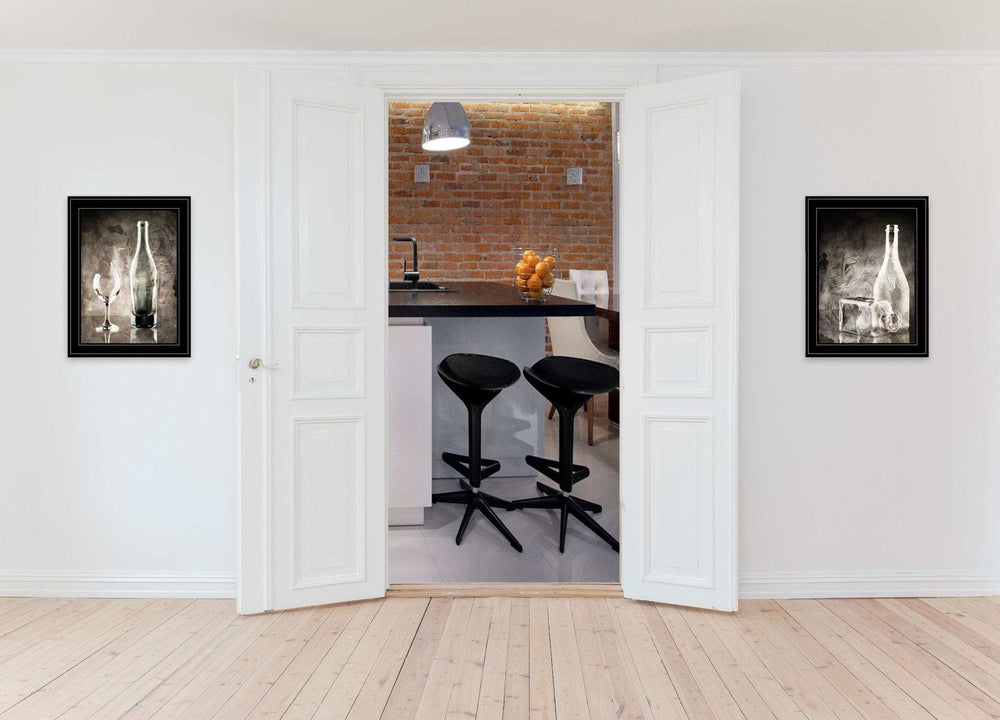 Set Of Two Moody Gray Glassware Still Life 3 Black Framed Print Kitchen Wall Art - Homeroots - Flyclothing LLC