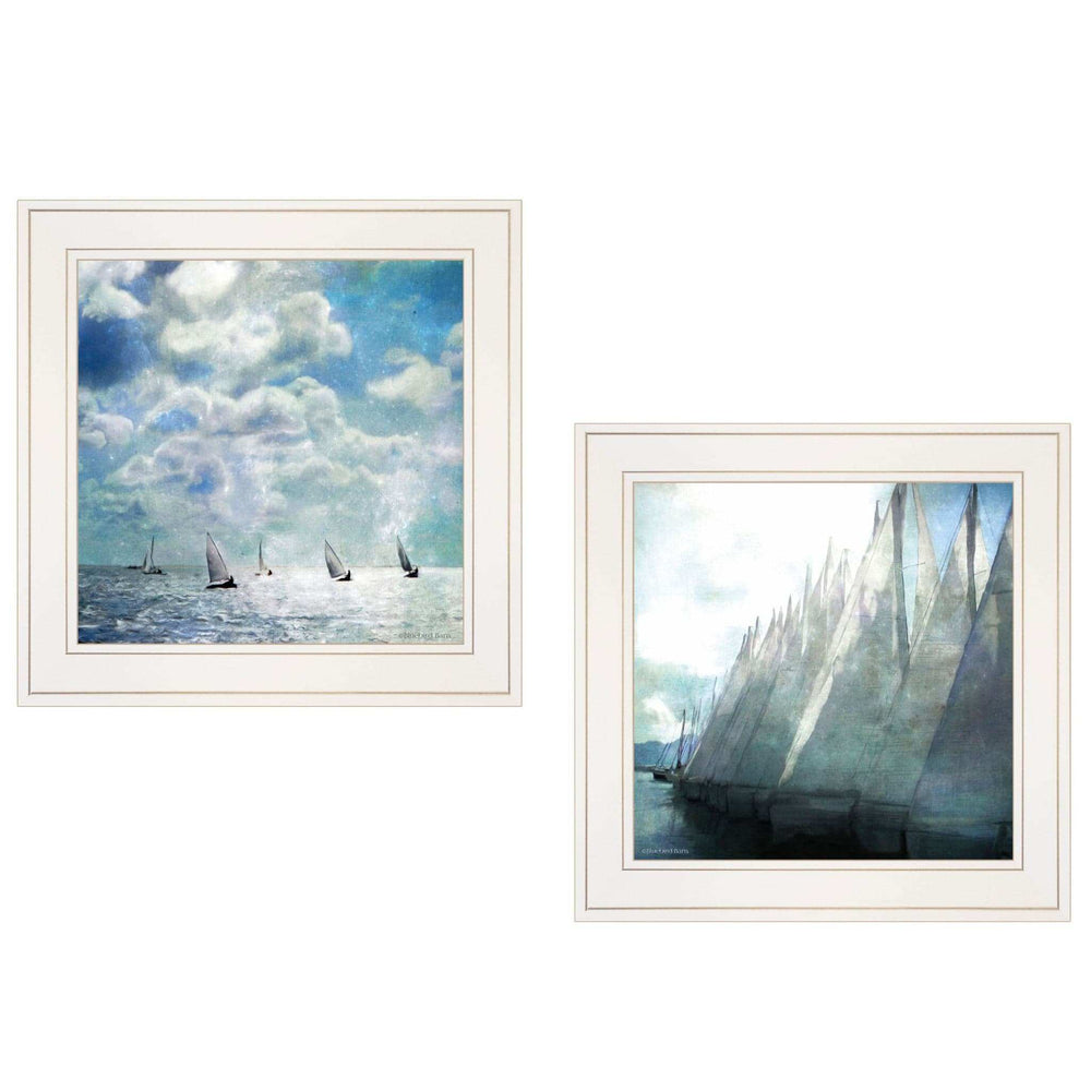 Set Of Two Sailboat Marina 2 White Framed Print Wall Art - Homeroots - Flyclothing LLC