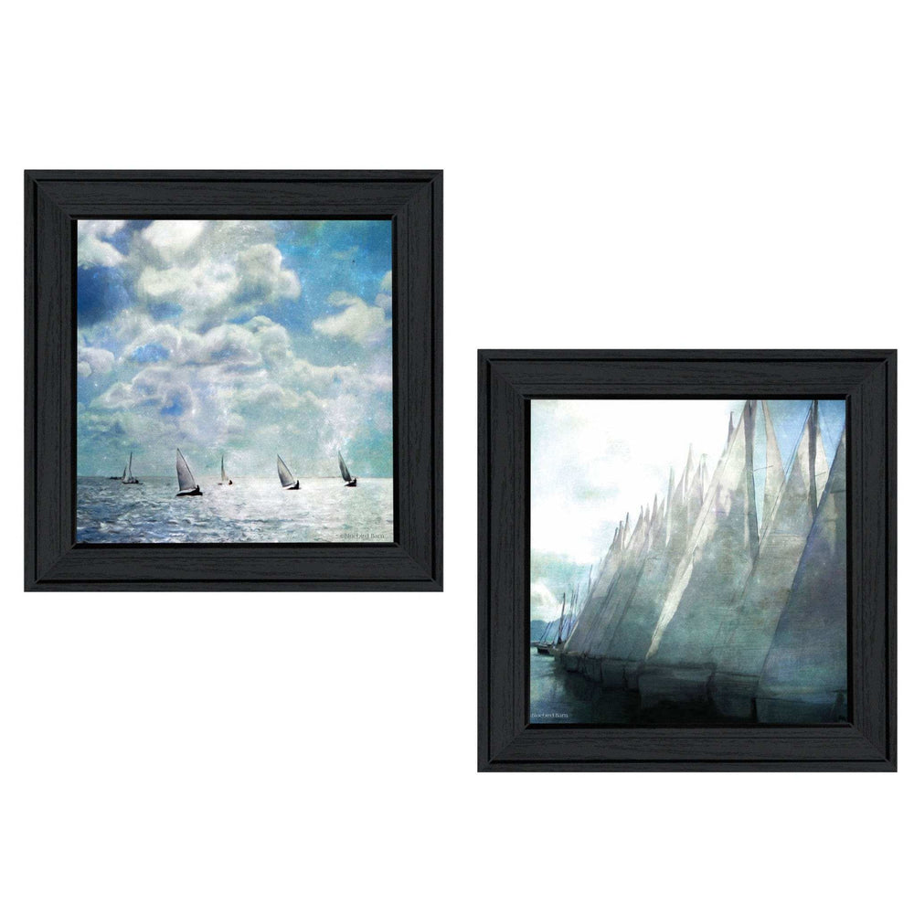 Set Of Two Sailboat Marina 3 Black Framed Print Wall Art - Homeroots - Flyclothing LLC