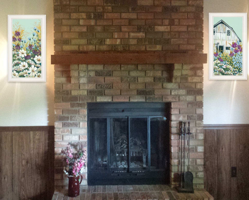 Set Of Two Floral Field 1 White Framed Print Wall Art - Homeroots - Flyclothing LLC