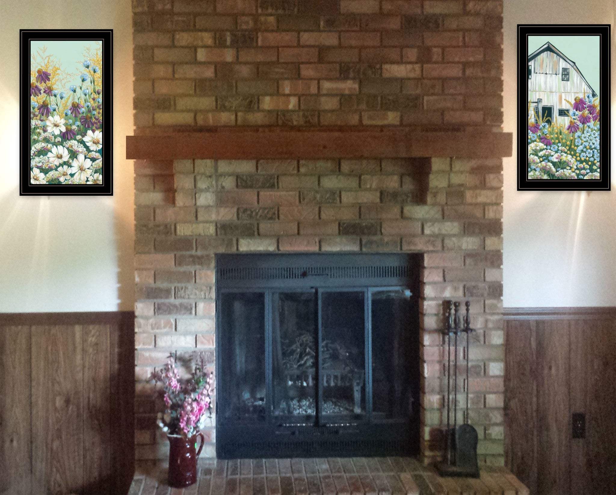 Set Of Two Floral Field 2 Black Framed Print Wall Art - Homeroots - Flyclothing LLC
