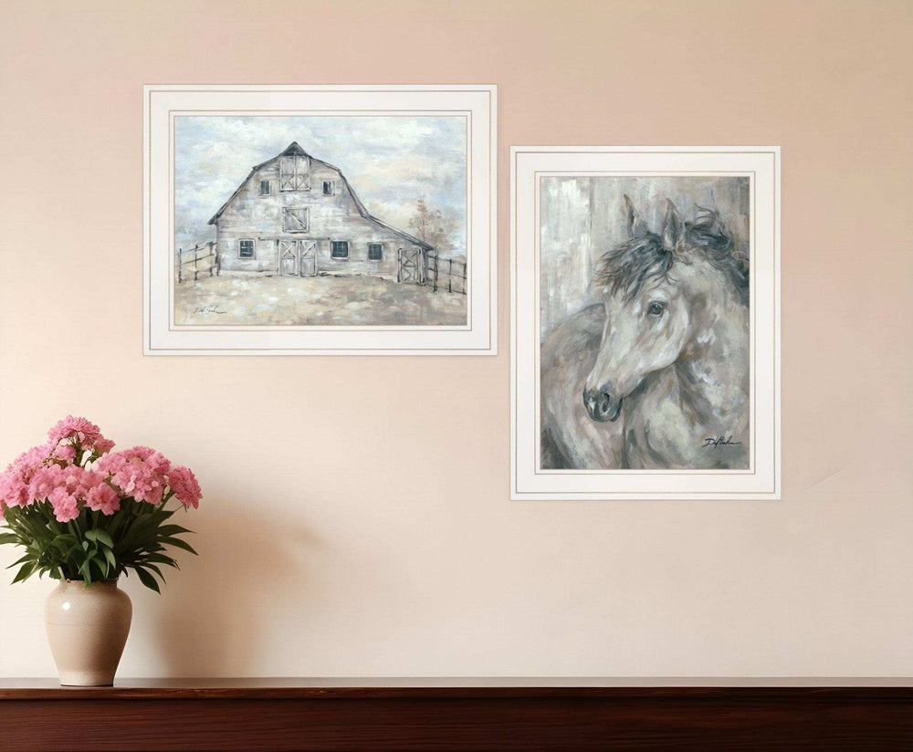 Set Of Two TRUE Spirit Horses 1 White Framed Print Wall Art - Homeroots - Flyclothing LLC