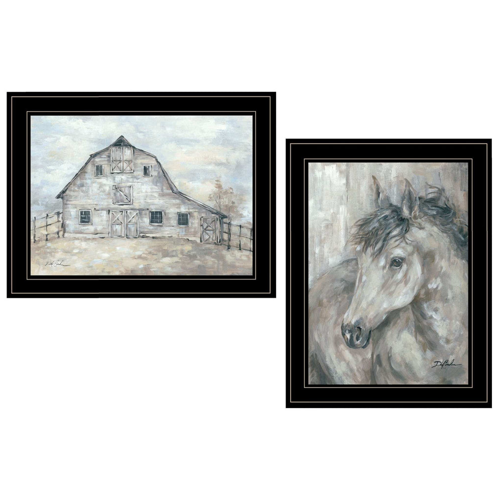 Set Of Two TRUE Spirit Horses 2 Black Framed Print Wall Art - Homeroots - Flyclothing LLC
