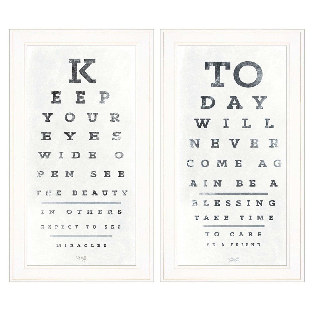 Set Of Two Eye Charts 3 White Framed Print Wall Art - Homeroots - Flyclothing LLC