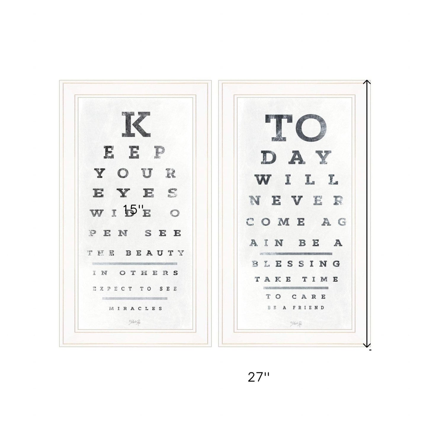 Set Of Two Eye Charts 3 White Framed Print Wall Art - Homeroots - Flyclothing LLC
